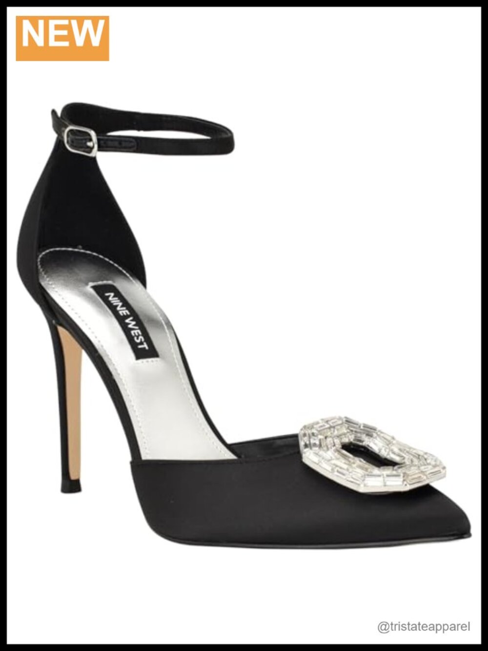 Nine West Felishe Stiletto Heel Pump with Embellished Upper & Ankle Strap